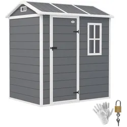 Outsunny Gerätehaus Kunststoff 2,1m2 186 x 130 x 199cm Geräteschuppen Grau
