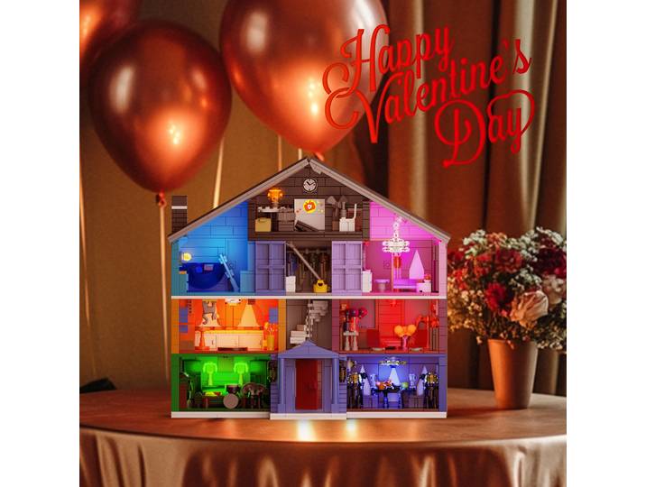 Ensemble de blocs de construction de maison étoile avec lumières, décoration de maison modèle de maison étoile, cadeaux d'anniversaire pour les Fans (1426 pièces)