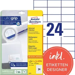 AVERY Zweckform Etiketten 6173 weiß 70,0 x 37,0 mm