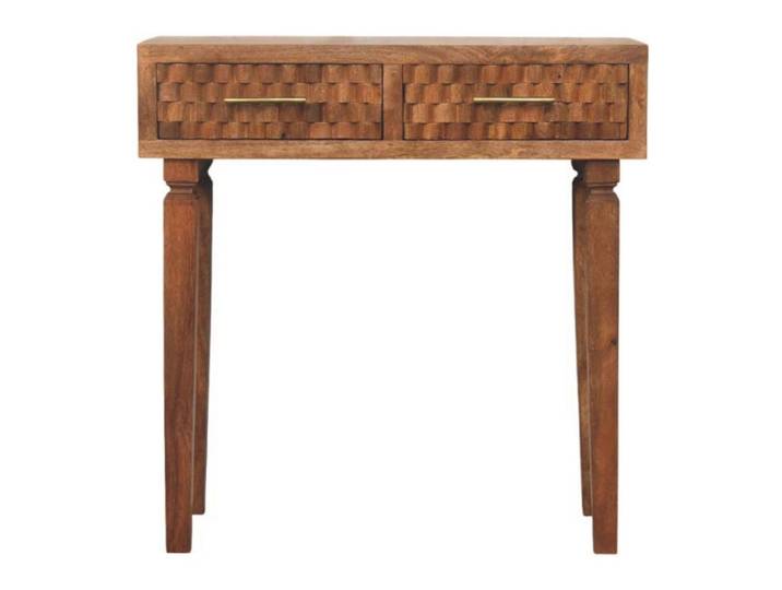 KONSOLENTISCH Golden-Teak-Finish, 2 Schubladen, Hellbraun