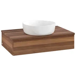Villeroy und Boch Antao Waschtisch-Unterschrank L08012HM mit Beleuchtung, 80x19x50cm, Waschbeckenplattenfarbe warm walnut, warm walnut