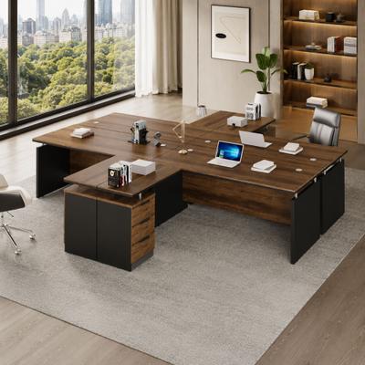 WESOME "62.99"" L Shaped Computer Home Office Desk Integrated Cable Management 3 Drawers"