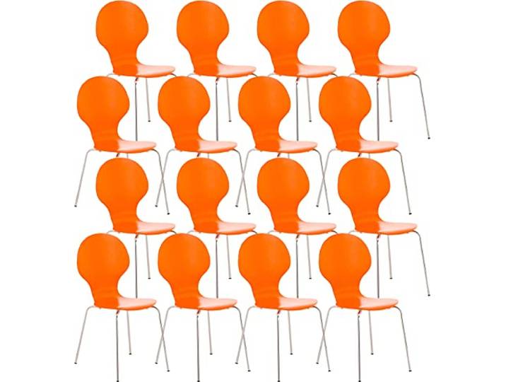 CLP 16 x Stapelstuhl Diego ergonomisch geformter Konferenzstuhl mit Holzsitz und stabilem Metallgestell I erhältlich, Farbe:orange