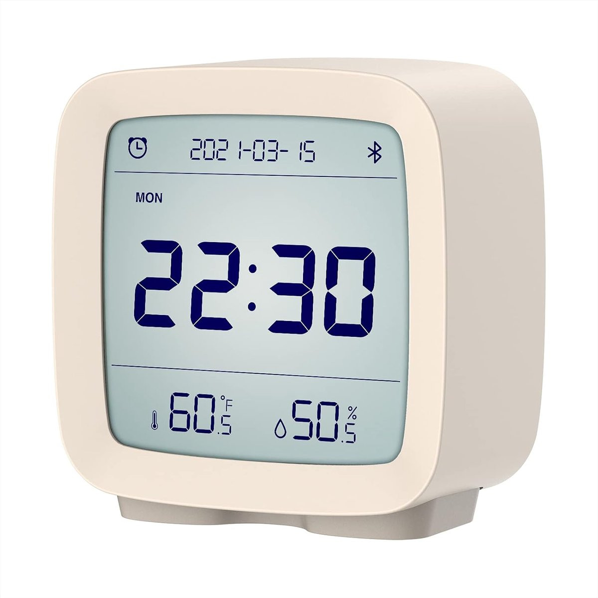 Qingping Smart Bluetooth Digitale Wekkerradio met Temperatuur en Vochtigheid Display in Wit