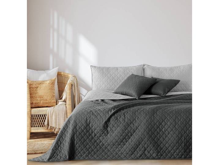 Tagesdecke Daxel 240 x 260cm Grau/Grau/Anthrazit Microfaser