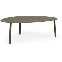 Gartencouchtisch Sparky aus Aluminium, modernes Design, olive, organische Form, 100x70 cm