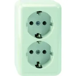 Steckdose 2f polws glz AUFPUTZ AP IP20 horiz/vert Komplettgeh