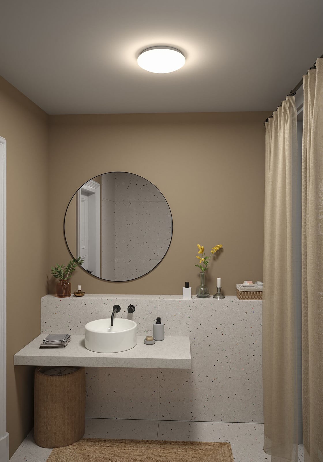 home24 LED-plafondlamp wit, Ø 28 cm