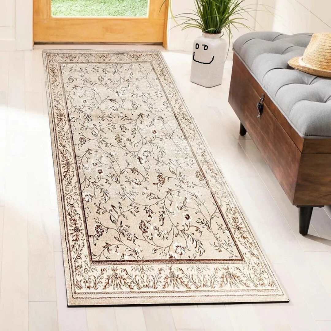 Ophelia & Co. Floral Flatweave Flokati Yellow Rectangle 200cm x 290cm
