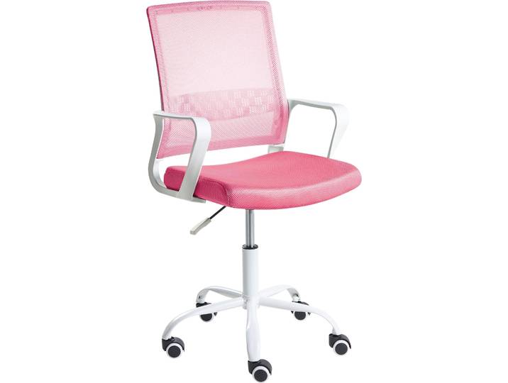 BELIANI Bürostuhl Rosa Netzstoff Atmungsaktiv Drehbar Höhenverstellbar mit Armlehnen Modernes Design Computer Drehstuhl für Homeoffice Büro