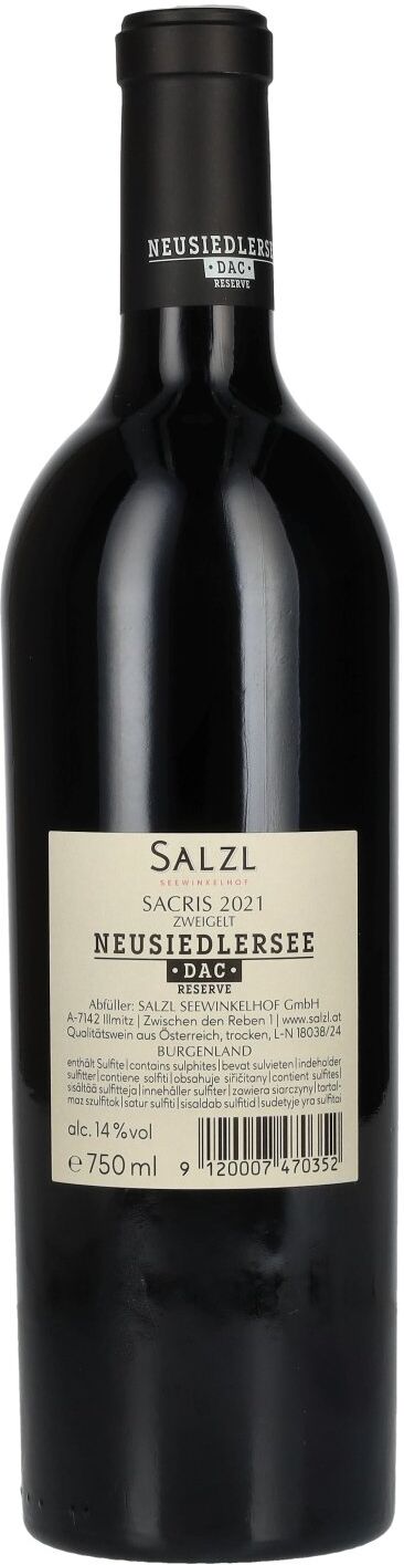Salzl Seewinkelhof Salzl Sacris Zweigelt Reserve Neusiedlersee DAC 2021 14% Vol. 0,75l