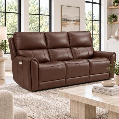 UR livingroom Top Grain Leather Power Reclining Sofa with Zero Gravity and Pop-Out Cup Holders