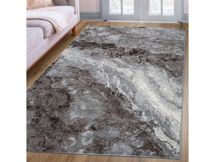 Teppich OTTO HOME Sonnenhang Gr. 1, grau, B:60cm H:9mm L:90cm, Kunstfaser, Teppiche, Teppich, mit besonders weichem Flor, Kurzflor, modernes Marmor Design