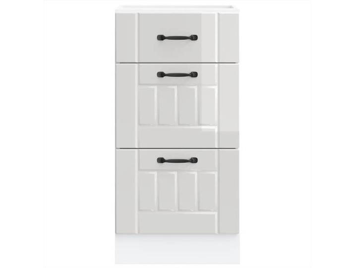 Meuble Rangement - HAOSHOP - Meuble bas de cuisine « Lucca » Bois d'ingénierie blanc brillant&01_38044