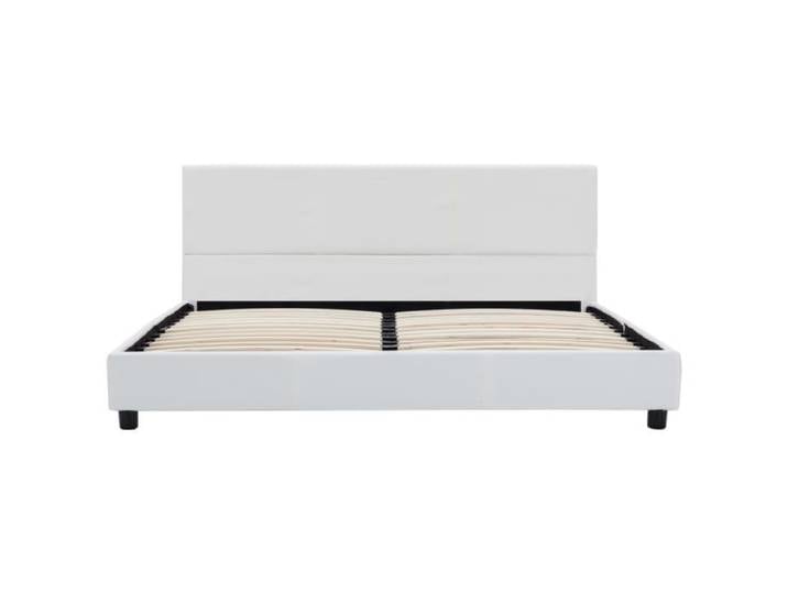 GAR'S Cadre de lit double 140x200cm Sturucture de lit Moderne Blanc Similicuir (5797)