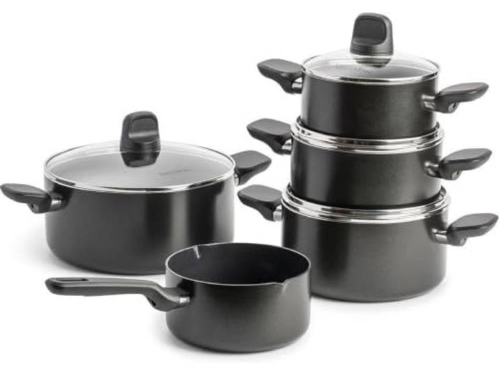 GreenPan Memphis 9-teiliges Kochgeschirr-Set mit Deckeln (16 cm, 18 cm, 20 cm & 24 cm), keramische Antihaftbeschichtung, PFAS-frei, induktionsgeeignet, spülmaschinenfest, backofenfest bis 160 °C