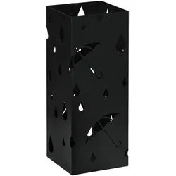 REGENSCHIRMSTÄNDER Schirmständer mit 4 Haken, Wasserauffangschale Stahl Schwarz