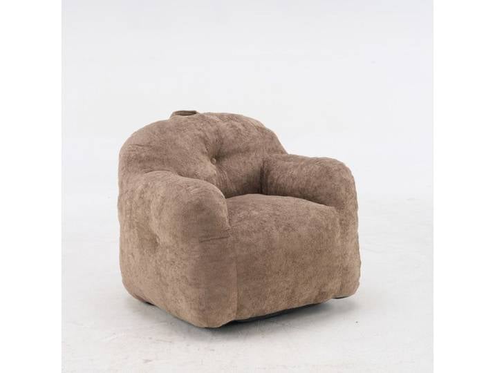 Fauteuil bean bag relax 1 place en faux fur mousse déchiquetée avec accoudoirs sans montage beige TYNQER