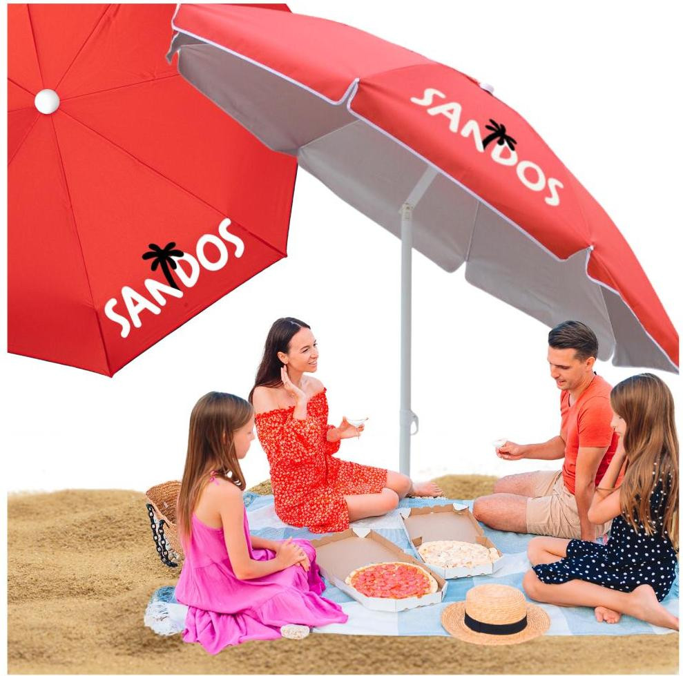 SANDOS Dubbele Opklapbare Strandparasol met UV-bestendige en Waterdichte Hoes