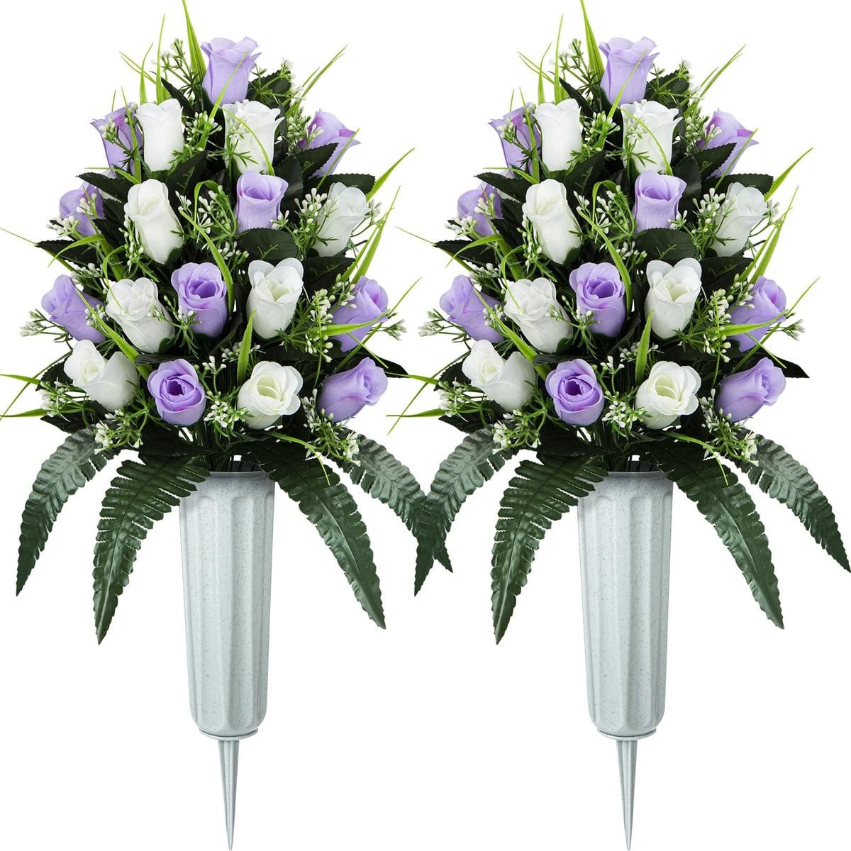 Omgoods - Set van 2 kunstmatige rozen voor begraafplaatsen en decoratie