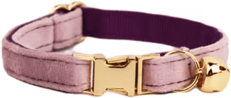 Inspire Picks Personalized Velvet Cat Collar With Engraved Name & Bow Bell lavender
