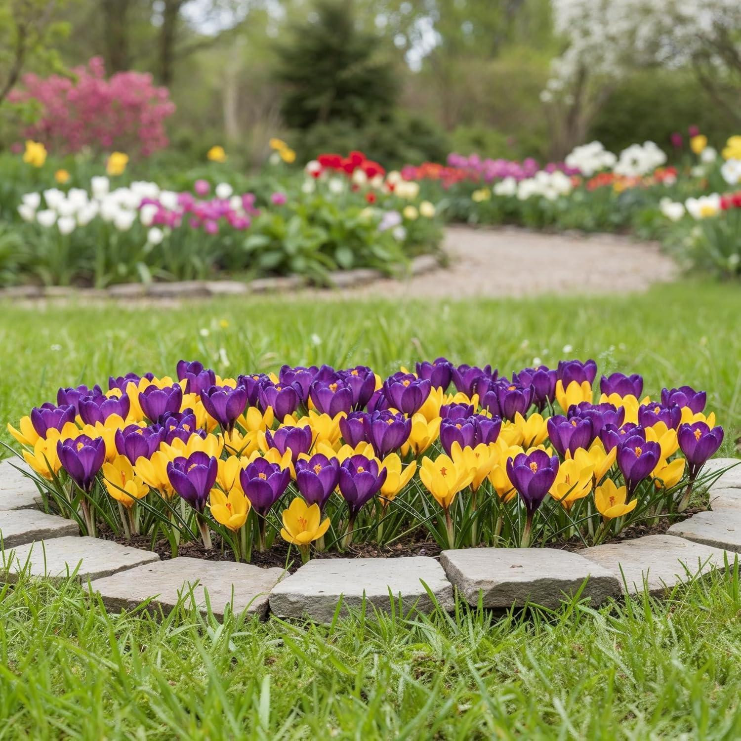 Dutch Bulbs Krokus bloembollen mauve/goudgeel - 25 stuks
