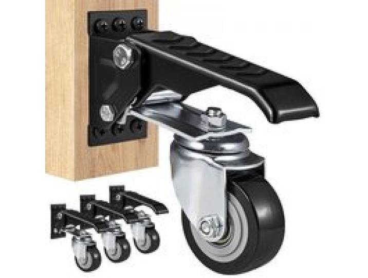 VEVOR 4er-Set Lenkrollen Werkbank max. 74,8kg Tragfähigkeit Möbelrollen Doppelkugellager Schwerlastrollen aus Polyurethan Transportrollen mit Bremse Industrierollen 160x70x174mm