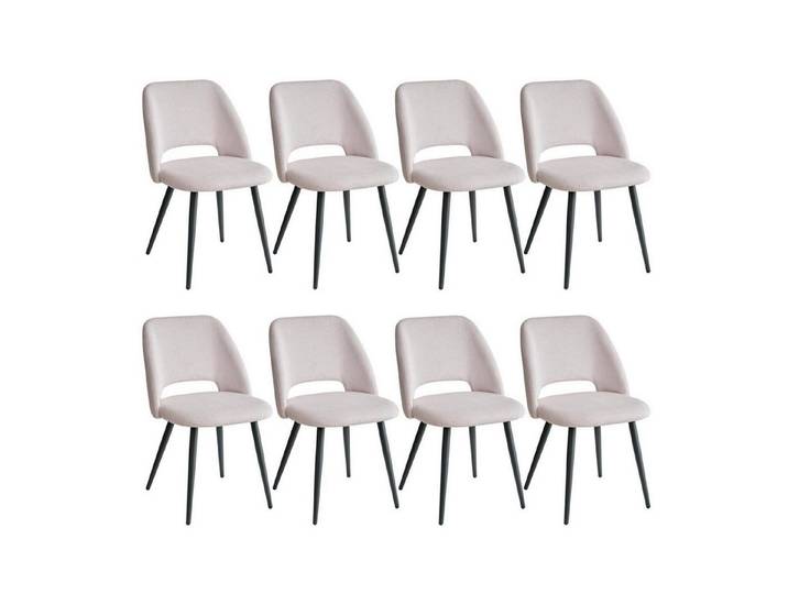 LuxusKollektion Esszimmerstuhl Esszimmerstuhl Cordstreifen Polster Hohlrückendesign Beige 8er-Set
