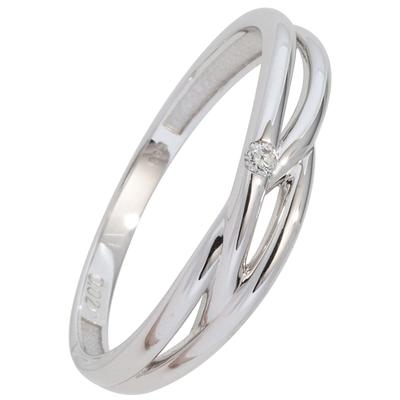 Solitärring JOBO "Ring mit Diamant 0,02 ct." Gr. 60, weiß (weißgold 585), Fingerringe, Damen, 60, P2 = erkennbare Einschlüsse, Diamanten Weißgold 585, Diamanten, Weißgold 585, 585 Weißgold