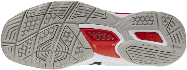 Mizuno Wave Stealth 6 (26) - Sisäpelikenkä (White/Black/Fiery Red) - UK 11 (EUR 46 / 30 cm)