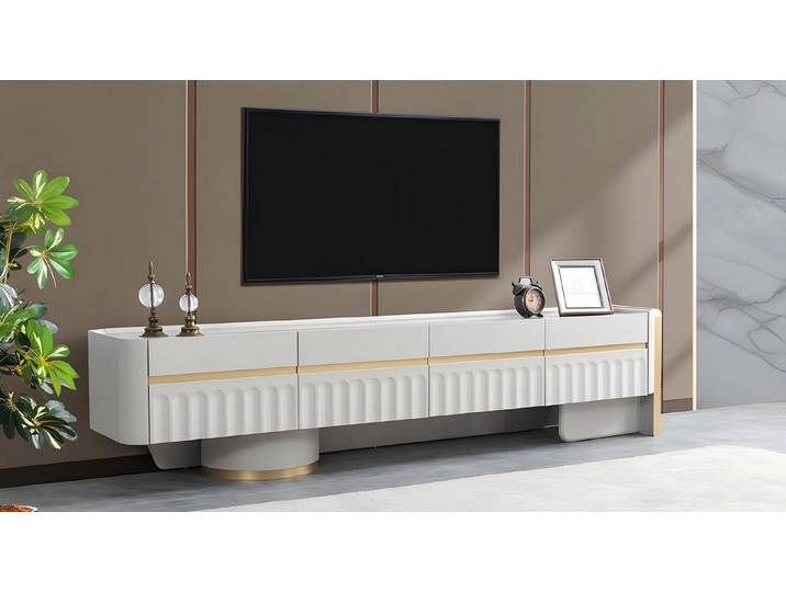 Xlmoebel TV-Schrank Luxuriöser Weißer Designer Fernsehschrank für Mediengeräte Made in Europa