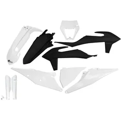 UFO, Motorrad Zubehör, Kunststoff-Set (Komplettset) mit Teleskop-Stossdämpfer-Schutz für KTM EXC 125 (2020–2021), EXC