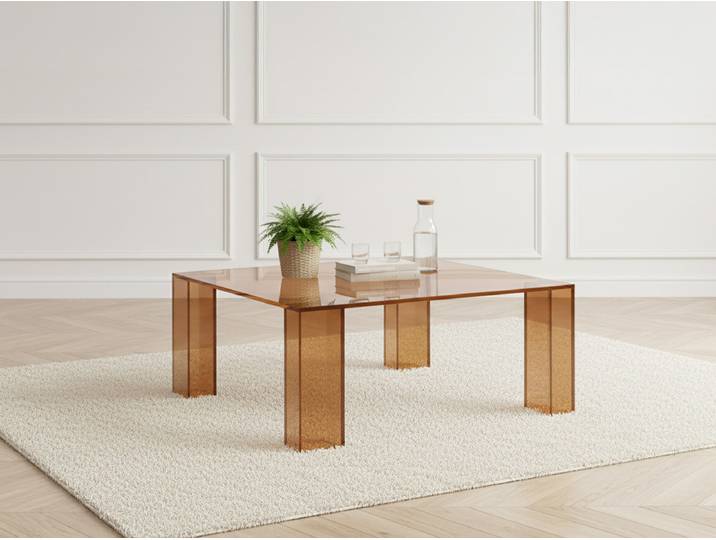 Table basse carrée 80 cm ALMA verre trempé