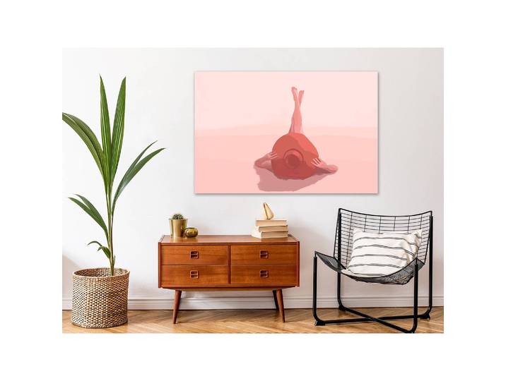 Tableau déco Sun Bath Lin Rose foncé 90 x 60cm