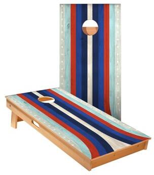 Skip's Garage American Moto Curved Stripes Cornhole Boards
