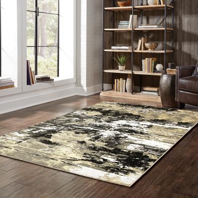 Style Haven McHugh Hi-low Textured Abstract Black and Gold Area Rug