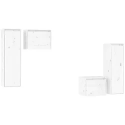 Helloshop26 - Multimedia-TV-Möbel TV-Regal TV-Sideboard Esszimmer Wohnzimmer Schlafzimmer 4-teilig massives weißes Kiefernholz 02_0028724