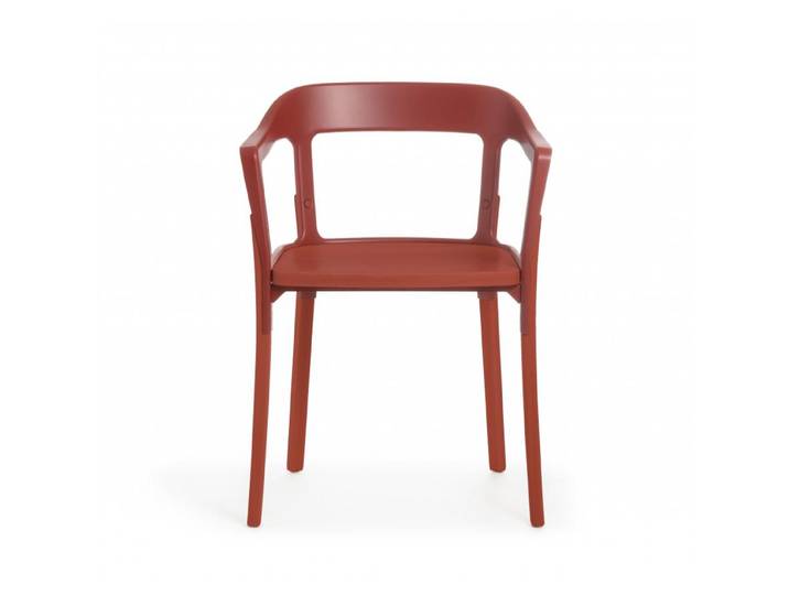 MAGIS chaise STEELWOOD CHAIR (Rouge brique - Hêtre et acier vernis)