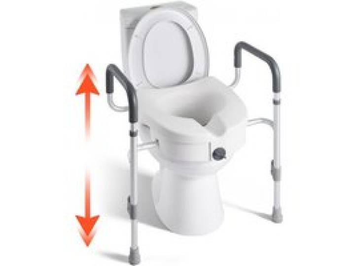 VEVOR Toilettensitzerhöhung Toilettenerhöhung mit Armlehnen & 159 kg Tragkraft & 127 mm Hubhöhe & Aluminiumrahmen, erhöhter Toilettensitz für ältere Menschen Senioren Behinderte Erwachsene