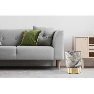 Sitzhocker KAYOOM "Hocker Gipsy 325, stilvoller Sitzhocker, runde Form, stilvolles Design", blau (hellblau, gold), B:35cm H:46cm T:35cm, Bezug: 100% Polyester / Korpus: MDF, Kiefer / Gestell: Metall, Hocker, Sitzhocker, facettenreich, platzsparend,...