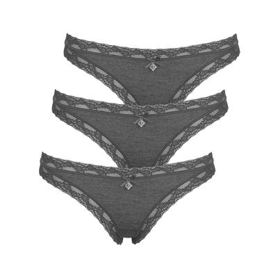 String LIKE IT "3er Pack Damen String Kim", Damen, Gr. M, Stoff, grau (dunkelgrau), Stoff, Obermaterial: 95% Modal CMD. 5% Elasthan EL., Unterhosen String