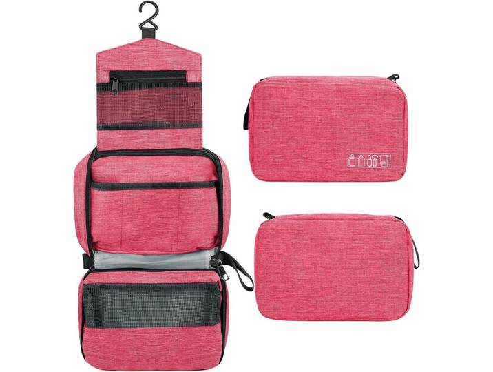 Kulturbeutel Hängend Wasserdicht Rose S 24,3x7,6x13cm, Rosa, 24.3x7.6x13 cm, Badaccessoires, Kosmetikdosen