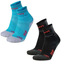 2er Pack UYN Free Laufsocken Damen black/red-turquoise/coral 35-36