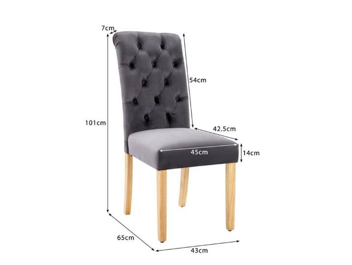 Feuille épaissie Chaise de salle à manger en velours 2 avec pieds en chêne bouton chrome bouton chaise de chambre chaise de cuis
