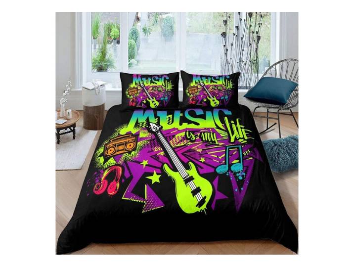 LuxusKollektion Jugendbettwäsche Bettbezug 135x200 Musik Kinder Hip Hop Grunge