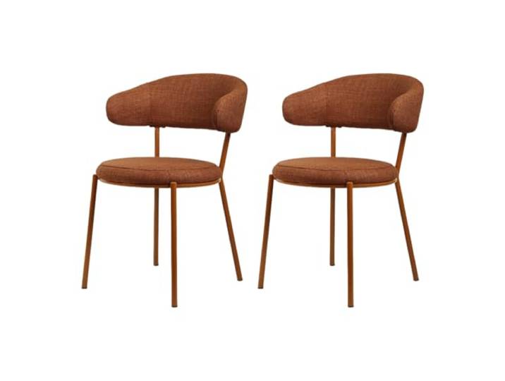 Rebecca Mobili Set 2 Esszimmerstühle, Moderne Stühle, Polyestergewebe Stahl, Dunkelorange, Elegantes Design - Maße HxBxT: 80,5 x 47,5 x 57,5 cm - Art. RE7031