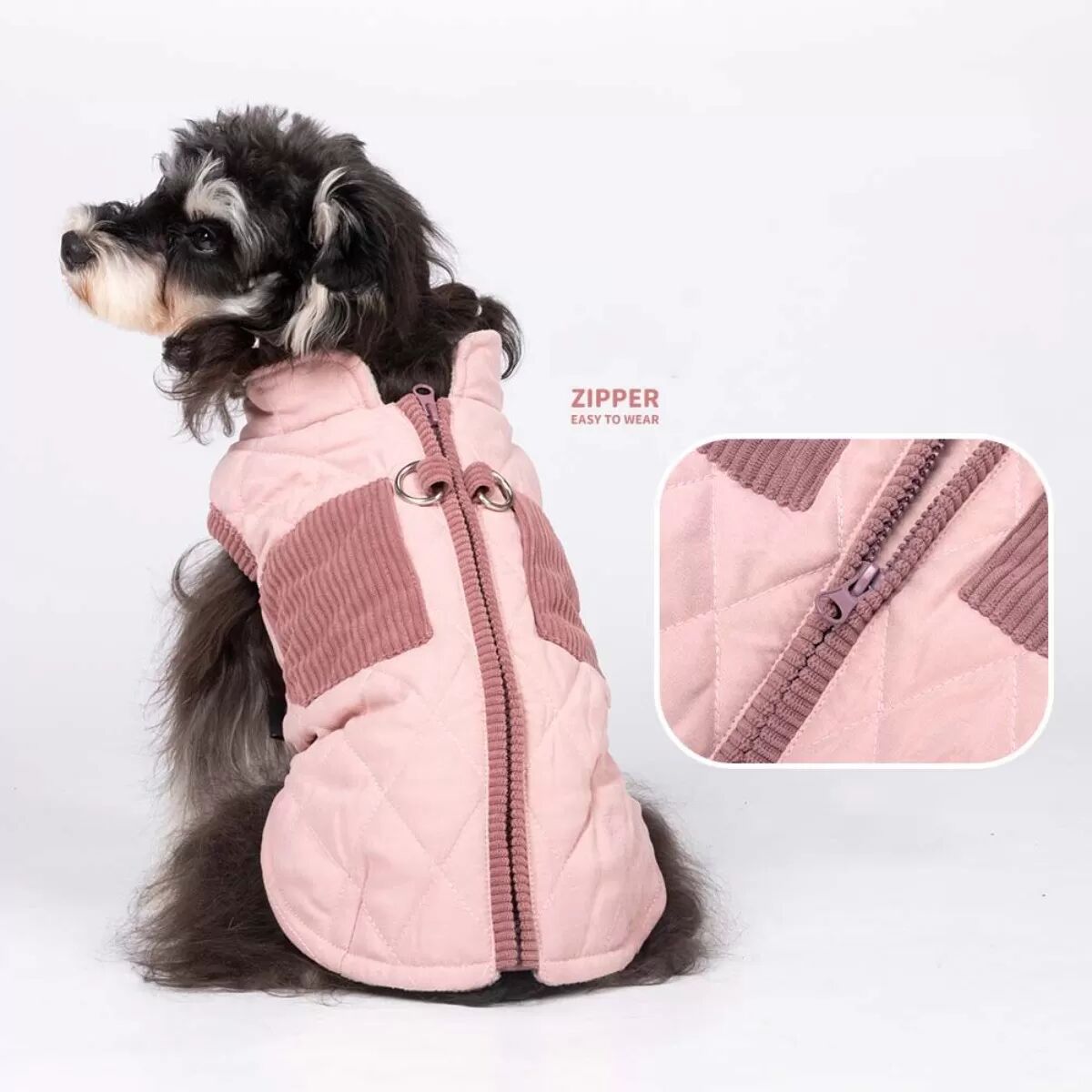 INF Gesteppter Hundemantel - Warme Winterbekleidung für Hunde mit Reißverschluss und Rippbündchen XL