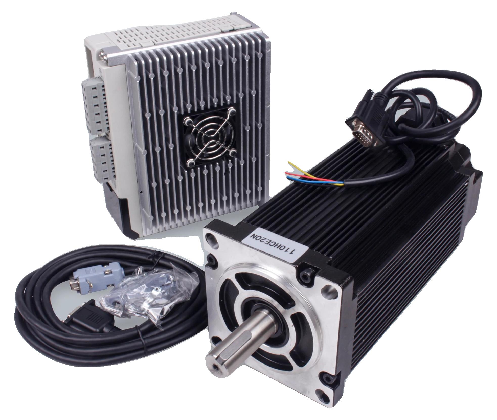 Geschlossener Regelservo-Motor, 20 N.m Drehmoment, 3-Phasen-Treiber, 6 A Strom, 3 m Kabel, 110 x 110 x 221 mm Abmessungen