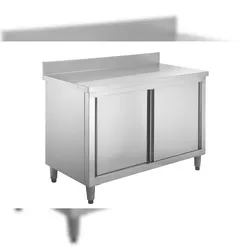 GastroHero Arbeitsschrank ASSB106A | 100 mm Aufkantung | Edelstahl Arbeitsschrank 160x70 cm | Schrank mit Stauraum | Profi Küchenmöbel für Gastronomie