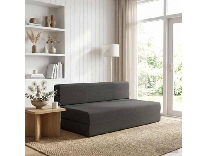 pokgdf Klappsofa Bett Dunkelgrau 152 cm Polyester 2-in-1 Design, Abnehmbarer Waschbarer Bezug, Platzsparend, Vakuumverpackt